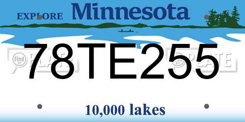 78TE255 Minnesota License Plate