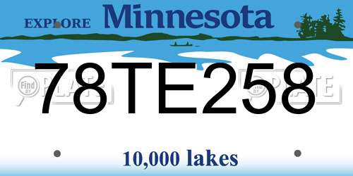 78TE258 Minnesota License Plate