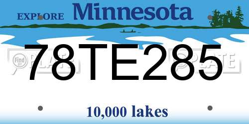 78TE285 Minnesota License Plate