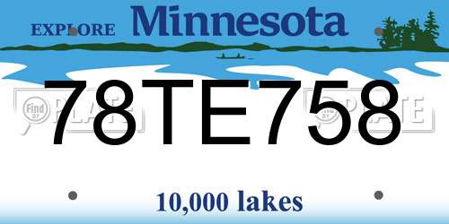 78TE758 Minnesota License Plate