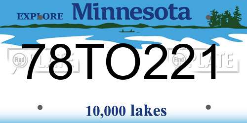 78TO221 Minnesota License Plate