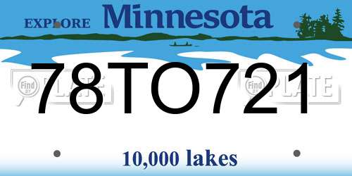 78TO721 Minnesota License Plate