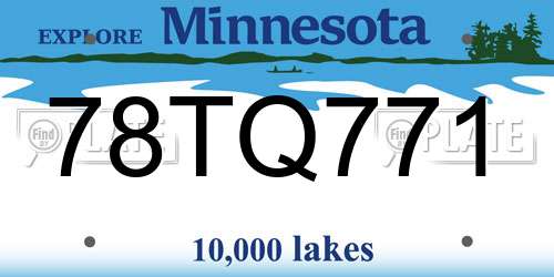 78TQ771 Minnesota License Plate