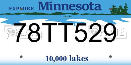 78TT529 Minnesota License Plate