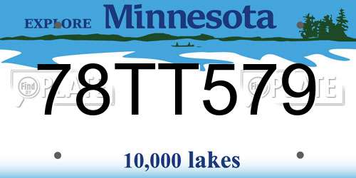 78TT579 Minnesota License Plate
