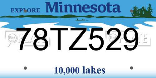 78TZ529 Minnesota License Plate
