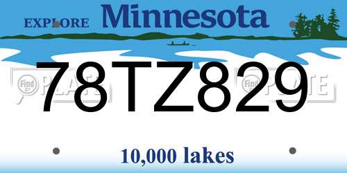 78TZ829 Minnesota License Plate