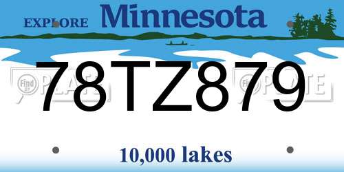 78TZ879 Minnesota License Plate