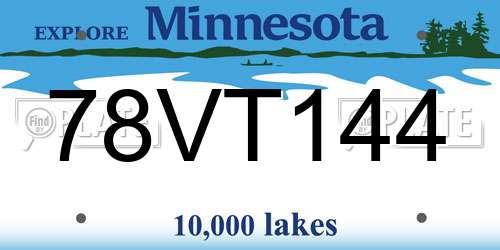 78VT144 Minnesota License Plate