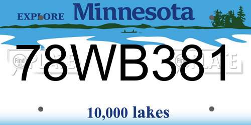 78WB381 Minnesota License Plate