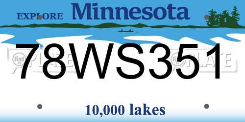 78WS351 Minnesota License Plate