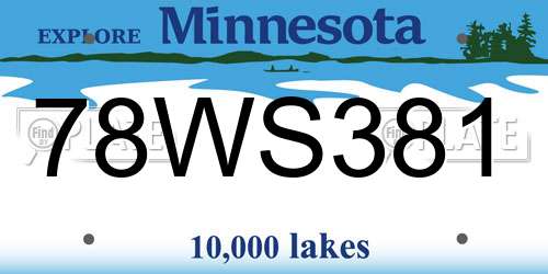 78WS381 Minnesota License Plate