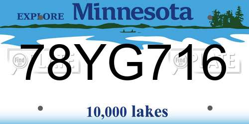 78YG716 Minnesota License Plate