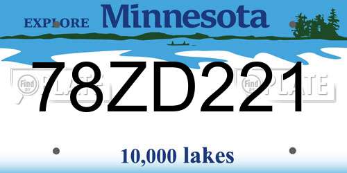78ZD221 Minnesota License Plate