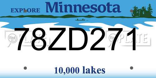78ZD271 Minnesota License Plate