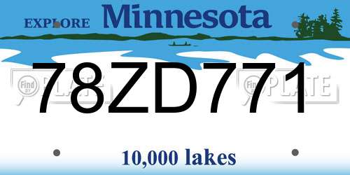 78ZD771 Minnesota License Plate