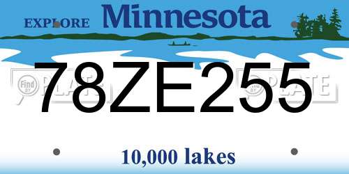 78ZE255 Minnesota License Plate
