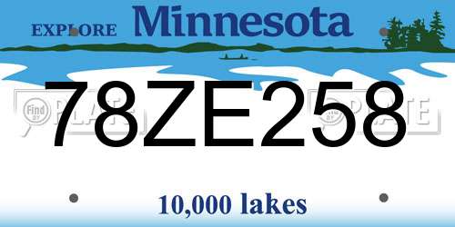 78ZE258 Minnesota License Plate