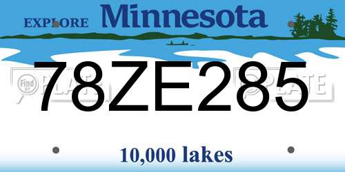 78ZE285 Minnesota License Plate