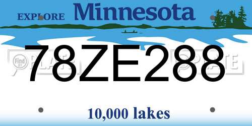 78ZE288 Minnesota License Plate