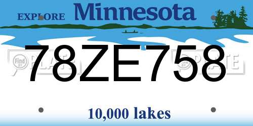 78ZE758 Minnesota License Plate