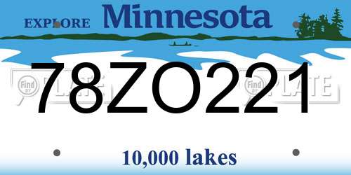 78ZO221 Minnesota License Plate