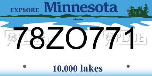 78ZO771 Minnesota License Plate
