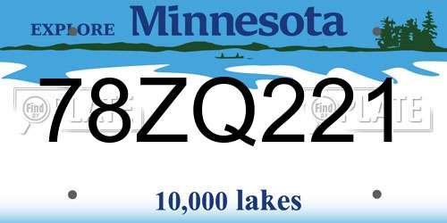 78ZQ221 Minnesota License Plate