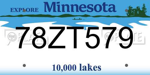 78ZT579 Minnesota License Plate