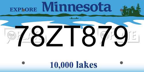 78ZT879 Minnesota License Plate