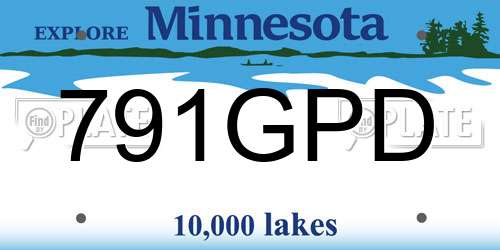 791GPD Minnesota License Plate