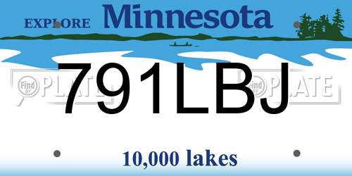 791LBJ Minnesota License Plate