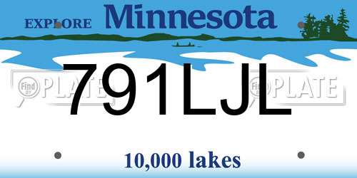791LJL Minnesota License Plate