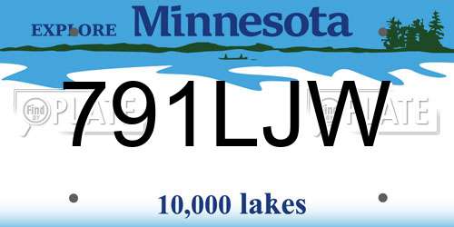 791LJW Minnesota License Plate