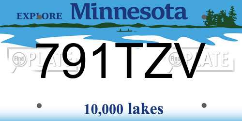 791TZV Minnesota License Plate