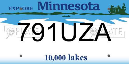 791UZA Minnesota License Plate