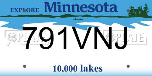 791VNJ Minnesota License Plate
