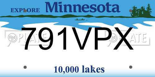 791VPX Minnesota License Plate
