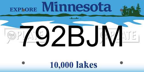 792BJM Minnesota License Plate