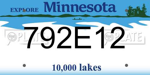 792E12 Minnesota License Plate