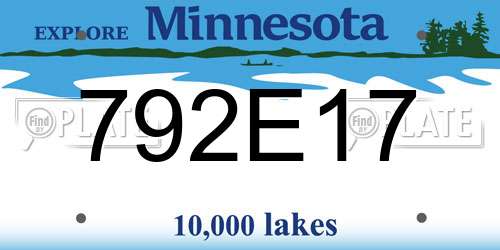 792E17 Minnesota License Plate