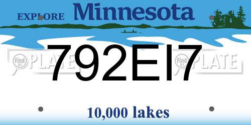 792EI7 Minnesota License Plate