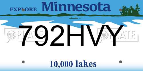 792HVY Minnesota License Plate