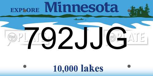 792JJG Minnesota License Plate