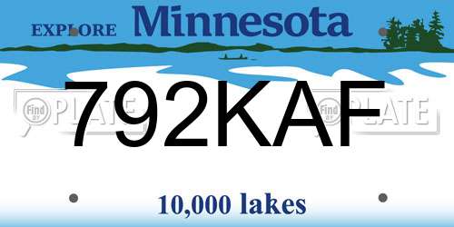 792KAF Minnesota License Plate