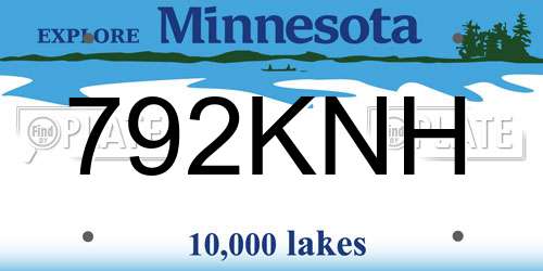 792KNH Minnesota License Plate