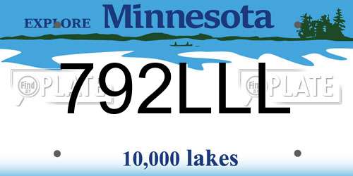 792LLL Minnesota License Plate