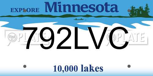 792LVC Minnesota License Plate