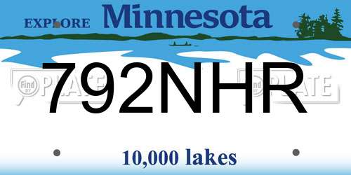 792NHR Minnesota License Plate