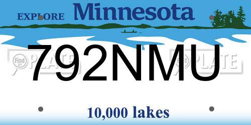 792NMU Minnesota License Plate